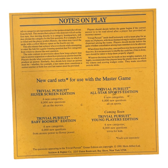 Trivial Pursuit Master Board Game Genus Edition 1981 - Picture 3 of 10